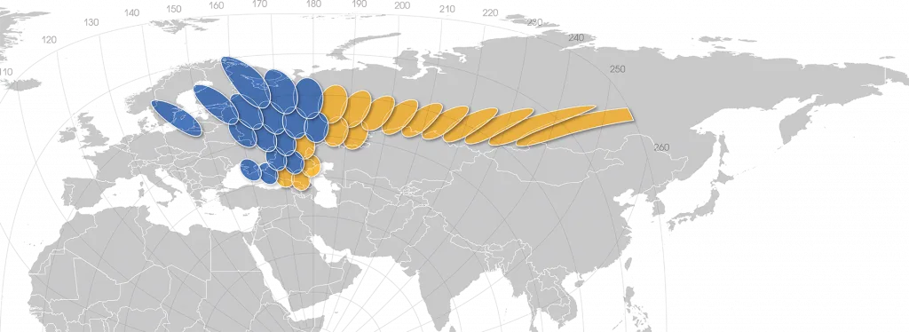 Зона покрытия спутникового интернета Газпром спутника Ямал-601 в Павловском Посаде